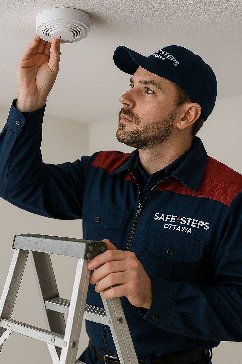 Men going to the red fire truck in the outdoors