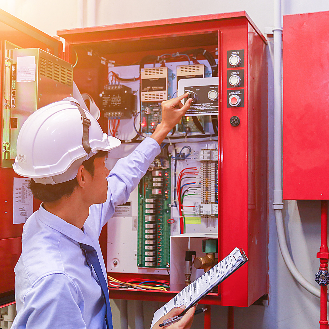 Handsome men with protective gloves on belt
